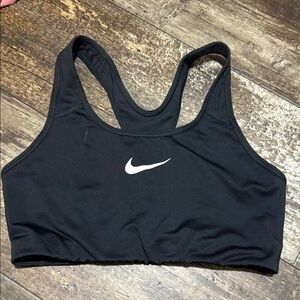 Nike Women's Black Sports Bra with White Logo